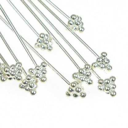 Headpins - 3in / 22ga Dome and Balls - Sterling Silver (4)