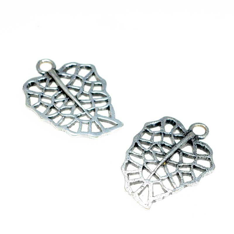 Monstera Leaf  Antiqued Silver pair