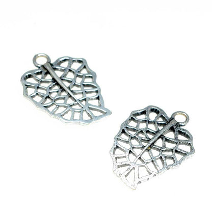 Monstera Leaf  Antiqued Silver pair