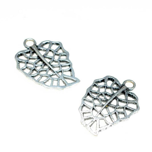 Monstera Leaf  Antiqued Silver pair