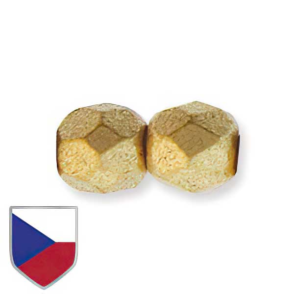 Fire Polish Faceted Round - 4mm - Crystal Bronze Pale Gold Czech Shield (Strand)