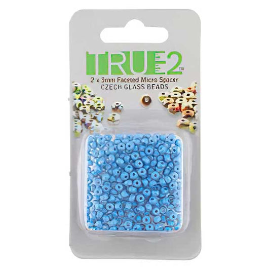 Fire Polish - 2x3mm - Faceted Micro Spacer Rondelle - Capri Blue