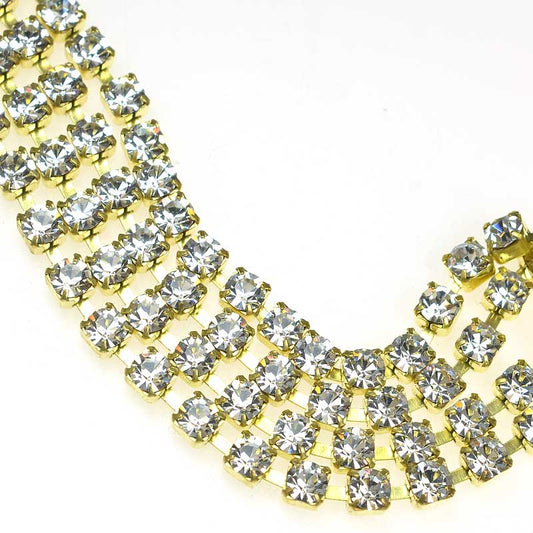 Rhinestone CupChain - 4mm (ss17) Prong Set Rhinestone Chain - Crystal - Gold Pla