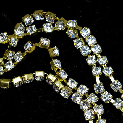 Rhinestone CupChain - 4mm (ss17) Prong Set Rhinestone Chain - Crystal - Gold Pla