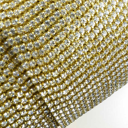 Rhinestone CupChain - 2.3mm (ss8) Prong Set Rhinestone Chain - Crystal - Gold Pl