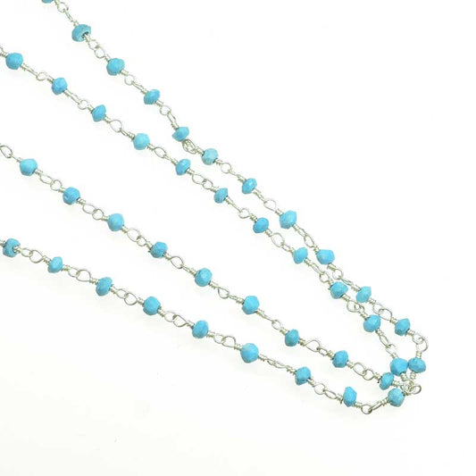 Gemstone Chain -  Faceted Nuggets - Turquoise - Silverplated (foot)