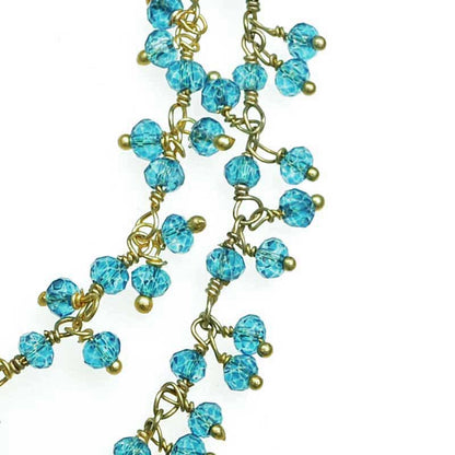 Bead Charm Chain -  Faceted Rounds - Blue Zircon - Goldplated (foot)