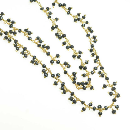 Gemstone Charm Chain -  Faceted Rondelles - Onyx - Goldplated (foot)