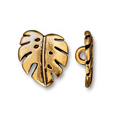 Button -  Monstera Leaf - Antique Gold