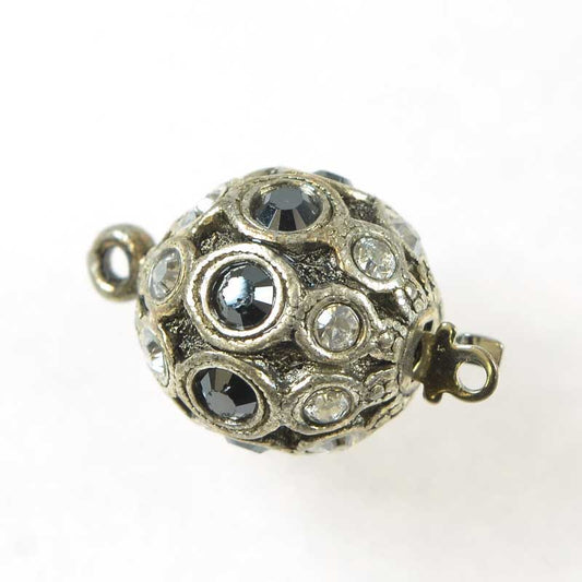 Clasp - 13mm Filigree with Stones - Evening Chic - Antique Silver