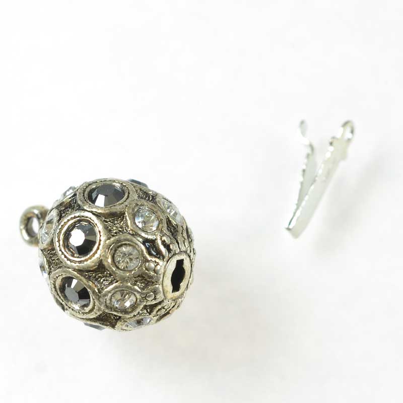 Clasp - 13mm Filigree with Stones - Evening Chic - Antique Silver