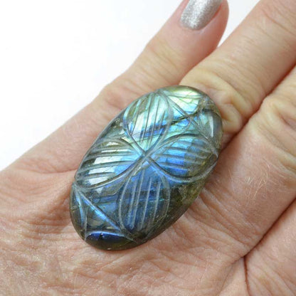 OOAK Stone Cabochon -  Carved Oval - Labradorite