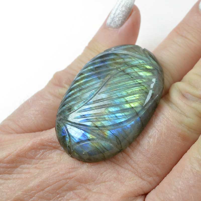 OOAK Stone Cabochon -  Carved Oval - Labradorite