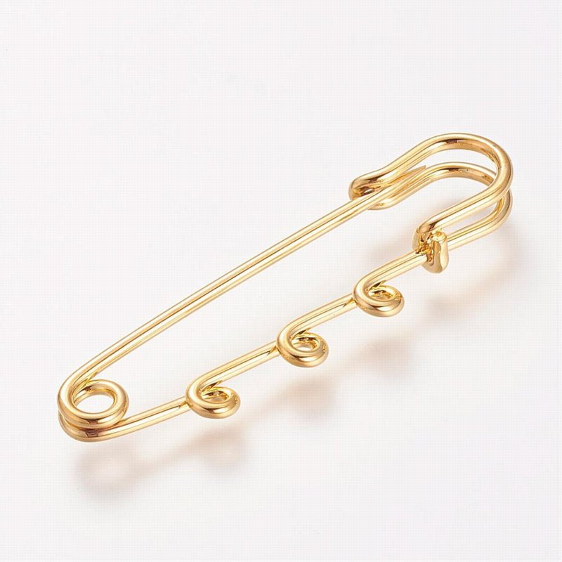 Safety / Kilt Pin with Loops - 2in - Bright Goldtone (2)
