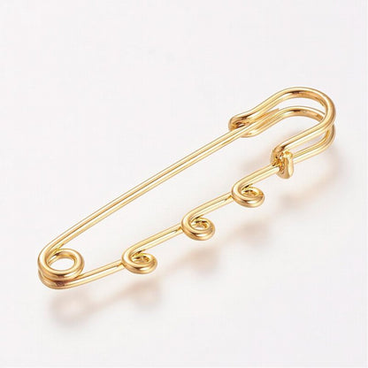 Safety / Kilt Pin with Loops - 2in - Bright Goldtone (2)