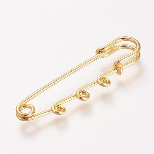 Safety / Kilt Pin with Loops - 2in - Bright Goldtone (2)