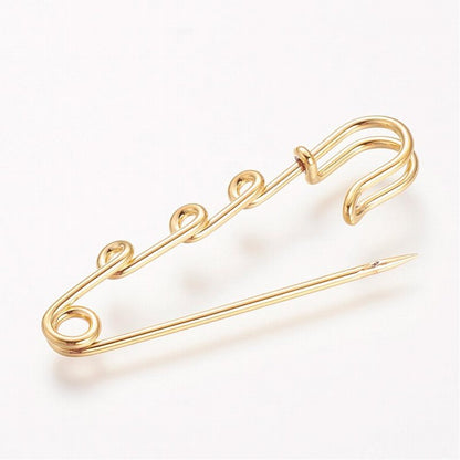 Safety / Kilt Pin with Loops - 2in - Bright Goldtone (2)