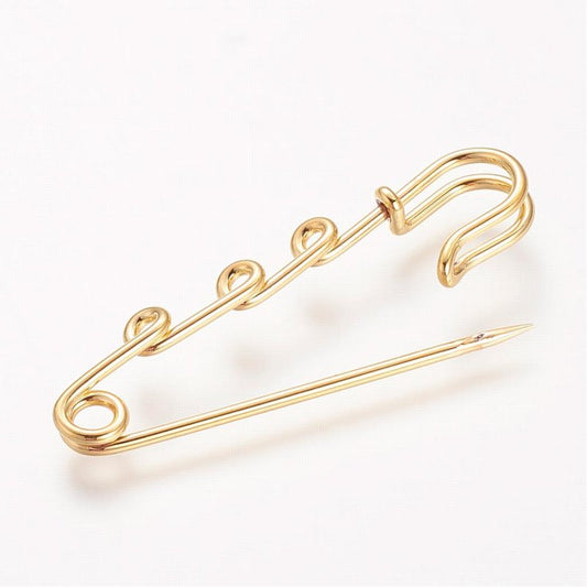 Safety / Kilt Pin with Loops - 2in - Bright Goldtone (2)