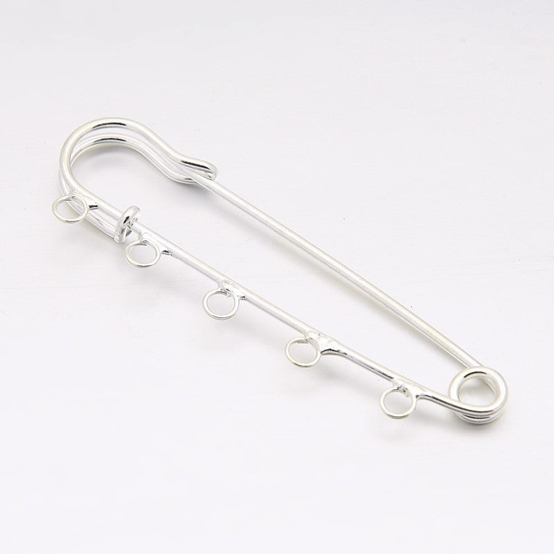 Safety / Kilt Pin with Loops - 3in - Bright Silvertone (2)
