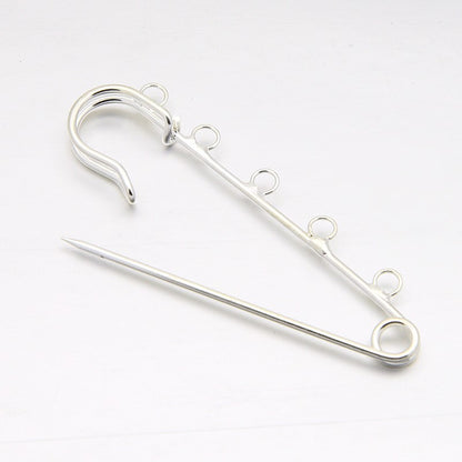 Safety / Kilt Pin with Loops - 3in - Bright Silvertone (2)