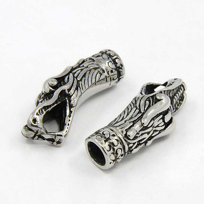 End Cap Asian Serpent Dragon Head - ID 5.5mm - Stainless Steel (Pair)