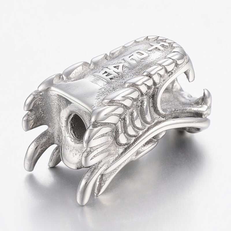 Bead -  Roaring Dragon Head - Stainless Steel (Pair)