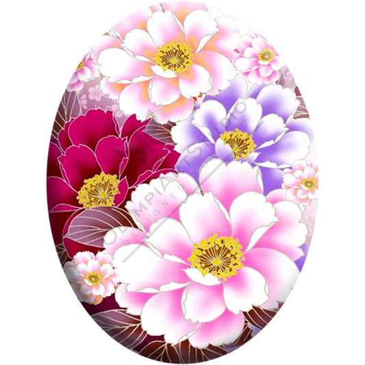 OlympiArt Cabochon Oval - 30x40mm - Peony Garden