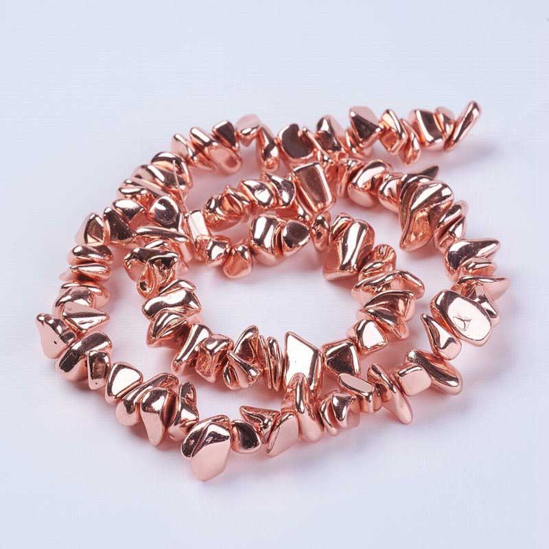 Rose GoldPl Hematite   Chips 13.5in