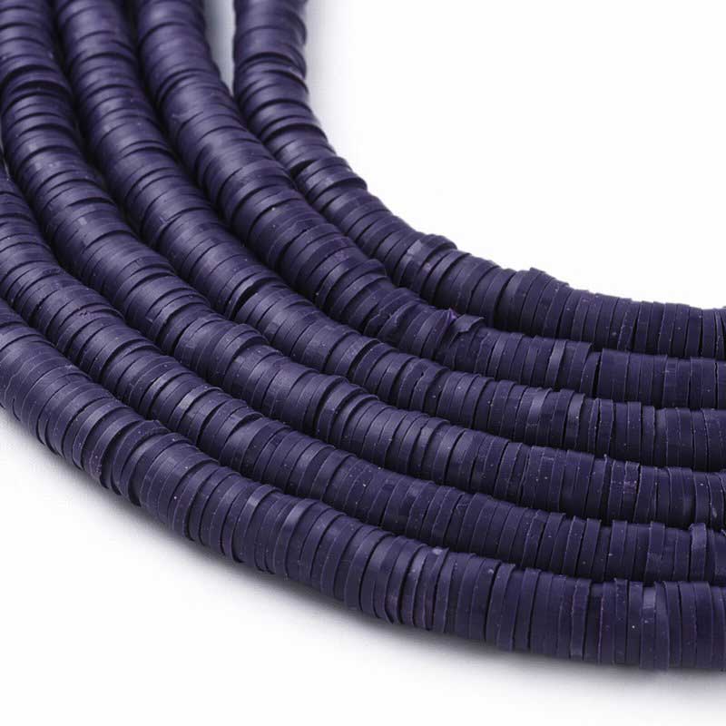 Polymer Clay Vinyl -  Heishi - Eggplant (strand)