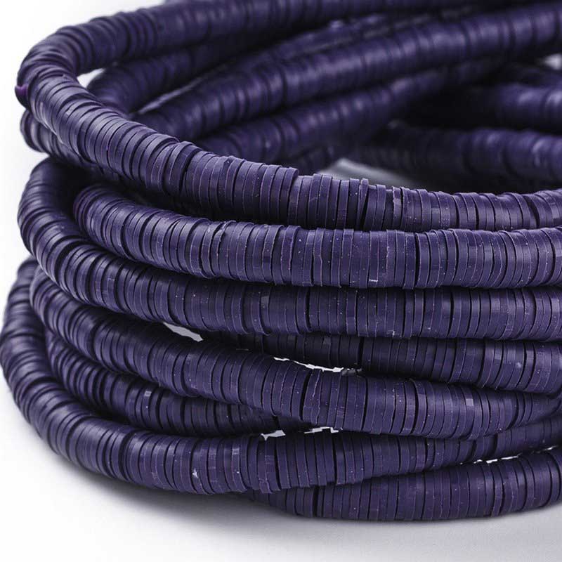 Polymer Clay Vinyl -  Heishi - Eggplant (strand)