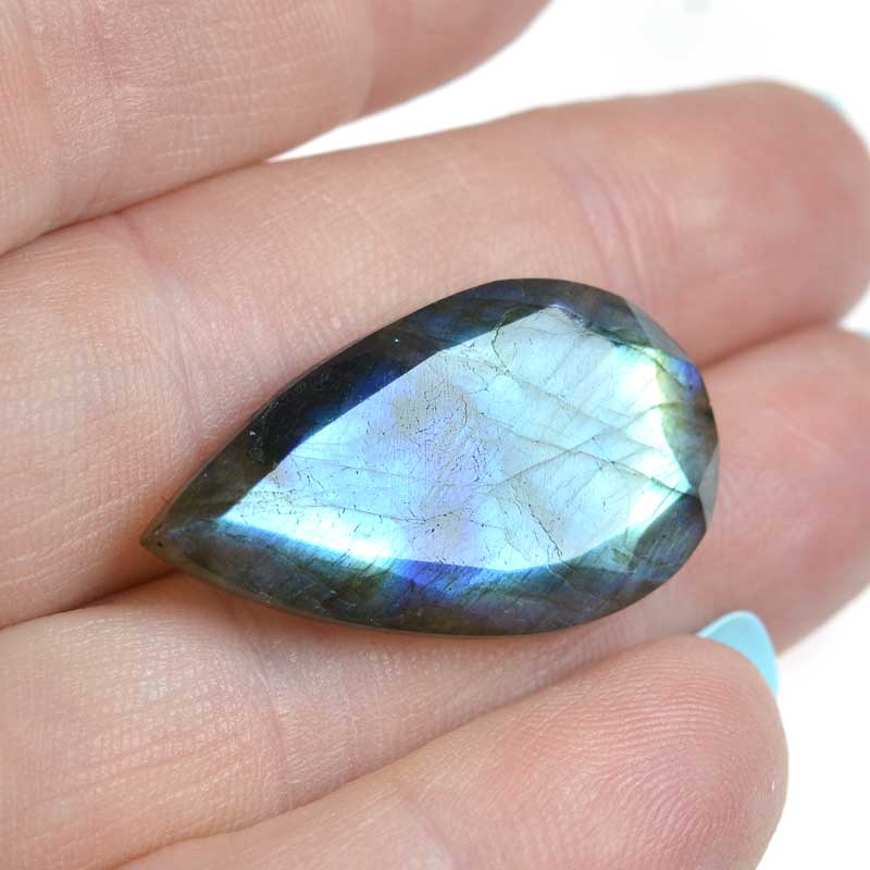 OOAK Stone Cabochon -  Faceted Drop - Labradorite