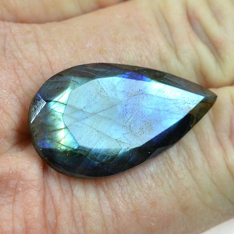 OOAK Stone Cabochon -  Faceted Drop - Labradorite