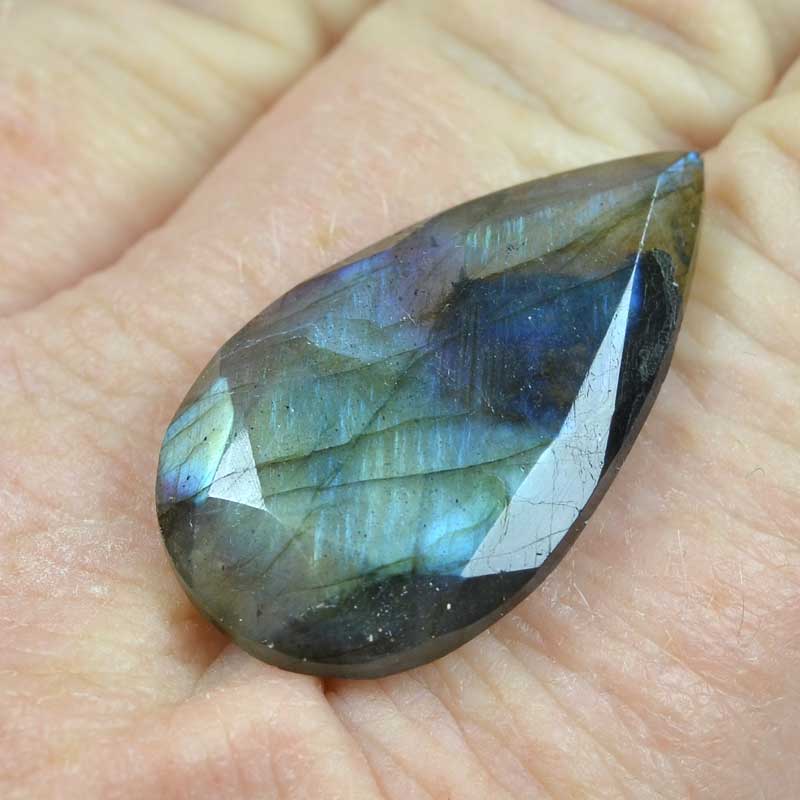 OOAK Stone Cabochon -  Faceted Drop - Labradorite