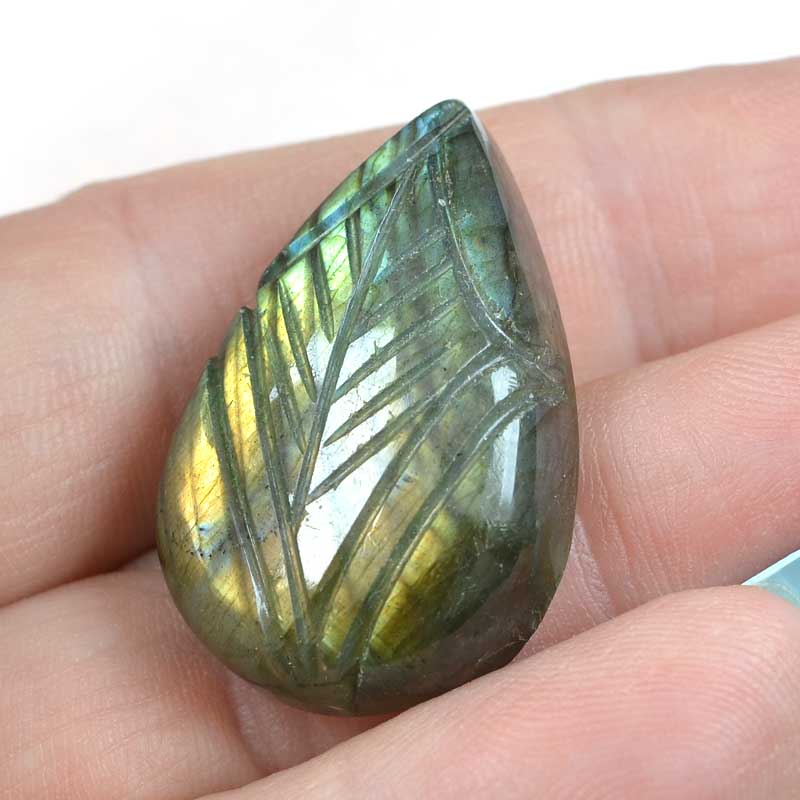 OOAK Stone Cabochon -  Carved Drop - Labradorite