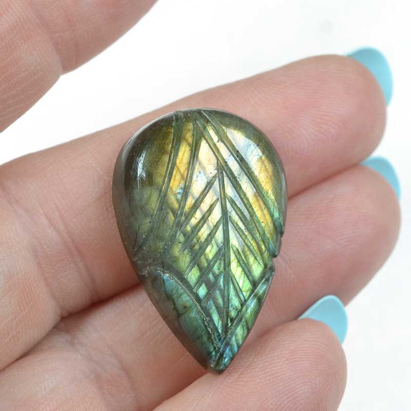 OOAK Stone Cabochon -  Carved Drop - Labradorite