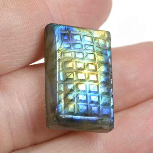 OOAK Stone Cabochon -  Carved Rectangle - Labradorite