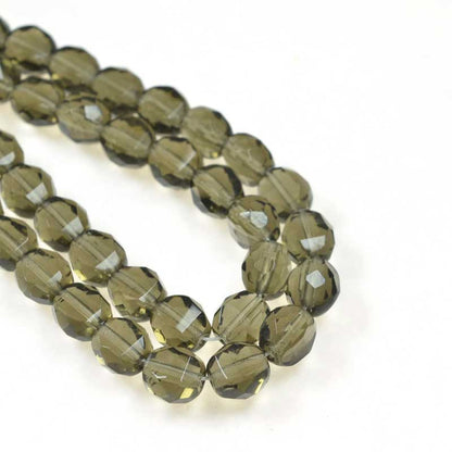 Czech Glass - 8mm TwoWay Fancy Faceted Oval - Black Diamond (strand 25)