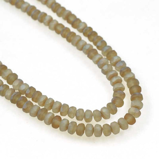 Fire Polish - 3x2mm - Faceted Donut Rondelles - Matte Black Diamond Celsian (str