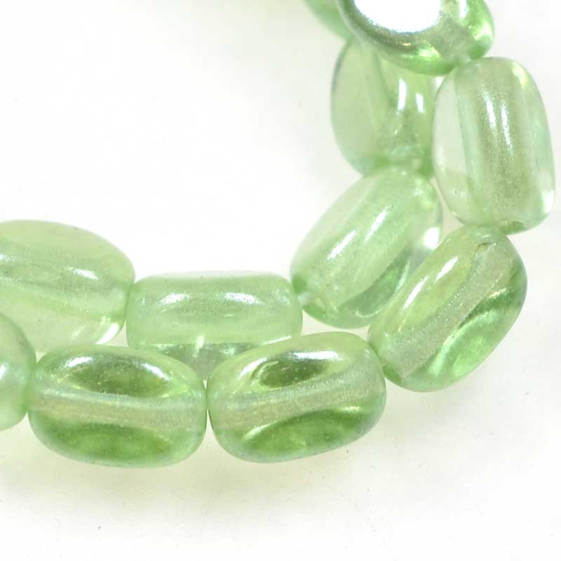Czech Glass Edged Oval - 7mm - Peridot Lustre (strand 50)