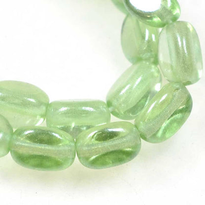 Czech Glass Edged Oval - 7mm - Peridot Lustre (strand 50)