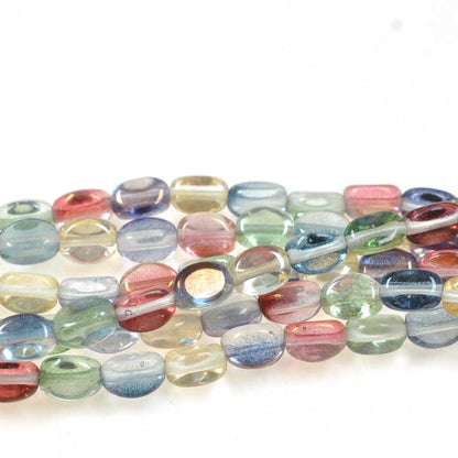 Czech Glass Edged Oval - 7mm - Peridot Lustre (strand 50)