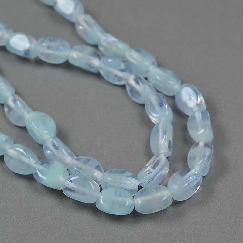 Czech Glass Edged Oval - 7mm - Laguna Sea Opal (strand 50)