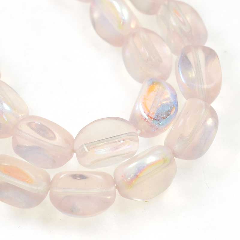 Czech Glass Edged Oval - 9mm - Rose AB (strand 25)