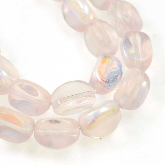 Czech Glass Edged Oval - 9mm - Rose AB (strand 25)
