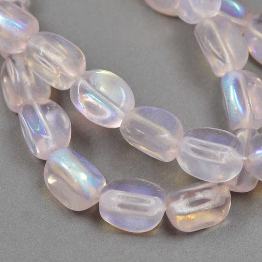 Czech Glass Edged Oval - 9mm - Rose AB (strand 25)