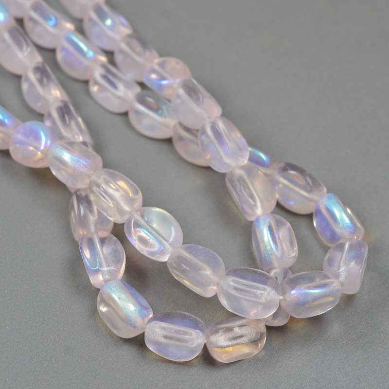 Czech Glass Edged Oval - 9mm - Rose AB (strand 25)