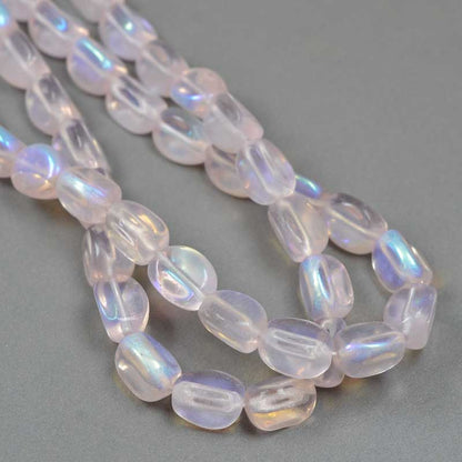 Czech Glass Edged Oval - 9mm - Rose AB (strand 25)