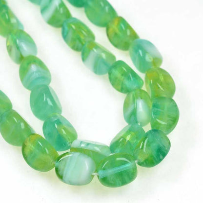Czech Glass Edged Oval - 9mm - Mint Swirl Agate (strand 25)