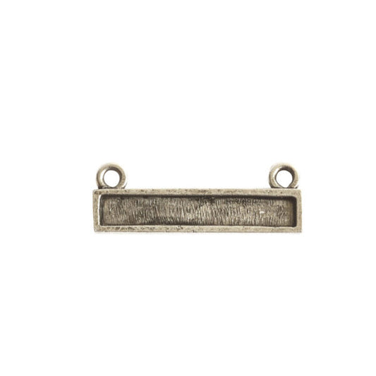 Resin Bezel Tray - 14mm Itsy Horizontal Rectangle  - Antiqued Silver