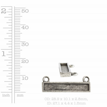 Resin Bezel Tray - 14mm Itsy Horizontal Rectangle  - Sterling Silver Plated